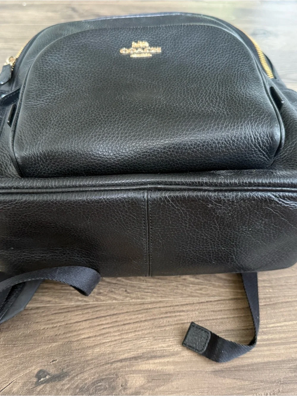 Coach Black Pebbled Leather Mini Backpack with Gold Hardware